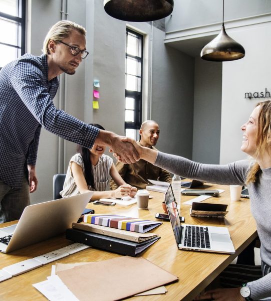 Business people shaking hands in agreement